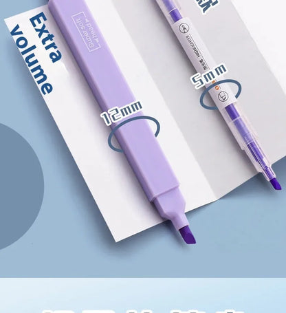 Double-headed fluorescent marking pens showing 2.5mm and 5mm tips with Sweet and Salt colour series options