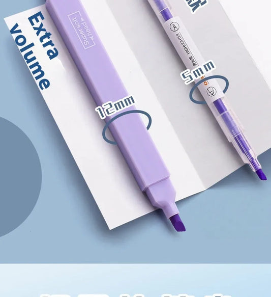 Double-headed fluorescent marking pens showing 2.5mm and 5mm tips with Sweet and Salt colour series options