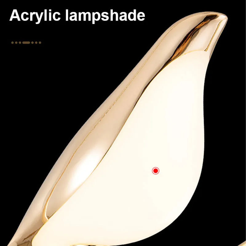 Modern minimalist magpie bird chandelier with zinc alloy and acrylic construction, 35cm length, 150cm height