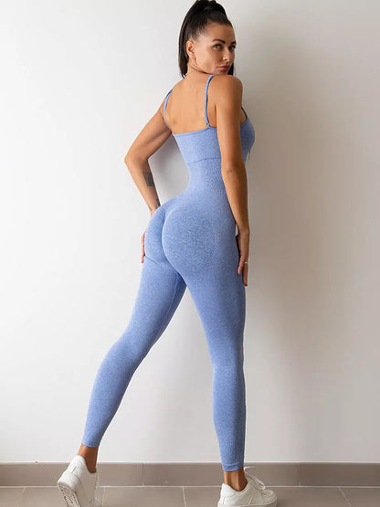Women's nylon-spandex unitard jumpsuit with adjustable straps and tummy control