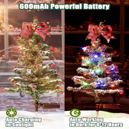 Waterproof solar-powered outdoor Christmas tree light with flower shape design