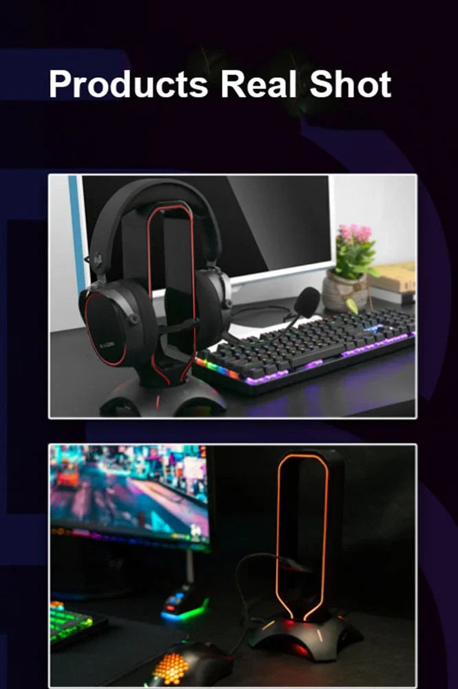 RGB gaming headphone stand measuring 252.5mm with USB connection and multiple colour options