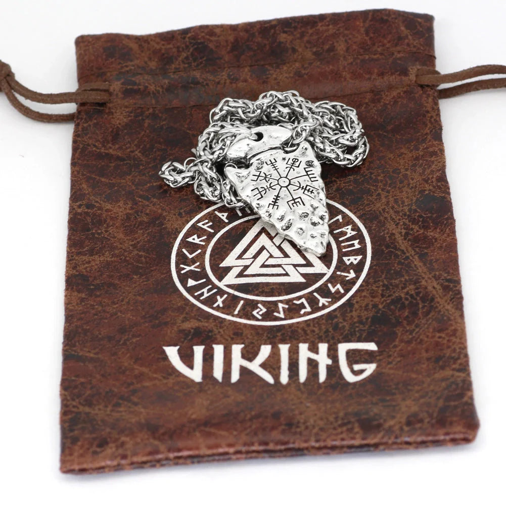 Stylish Alloy Compass Pendant Necklace in silver and ancient tin colors