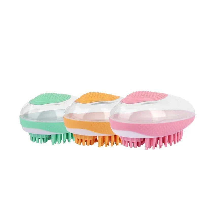 Premium 2-in-1 Pet Grooming Brush with Soft Silicone Bristles for Efficient Bathing and Detangling