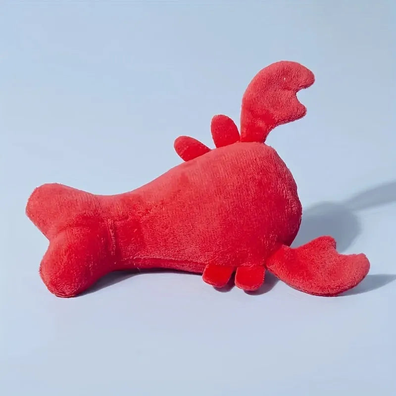 Red lobster stuffed squeaky dog toy for small medium breeds measuring 12.5cm