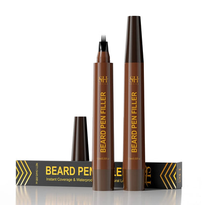Men's sweatproof waterproof beard eyebrow filler pencil in black or dark brown