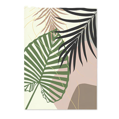 Tropical leaf pattern canvas painting in fashion casual style with no-frame design