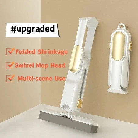 Innovative mop and sponge set with single-handed grip, easy dehydration, and compact storage design for efficient floor cleaning