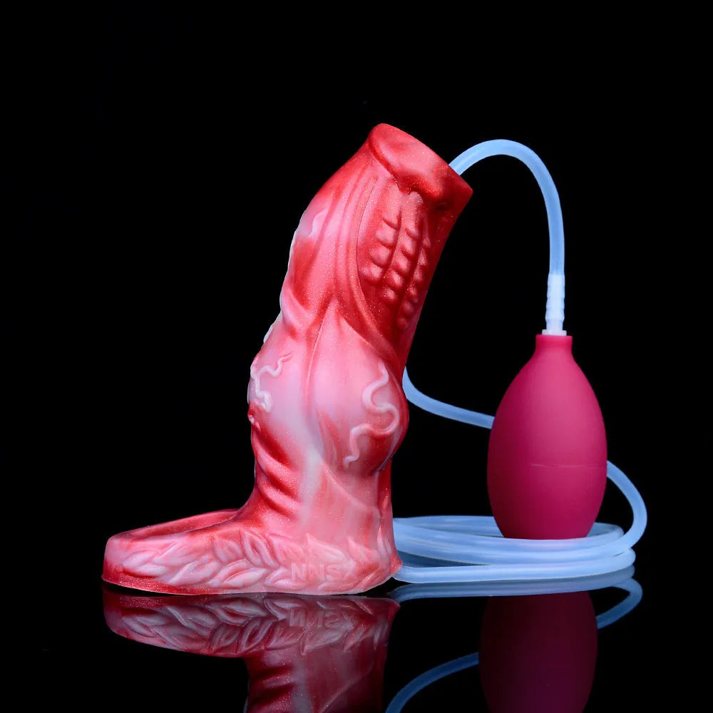 Water spray silicone condom toy with syringe and airbag accessories for manual control