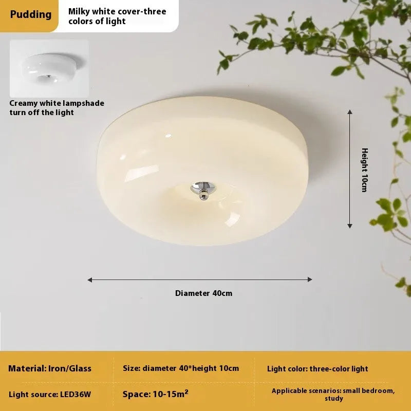Cream style bedroom ceiling lamp with three-colour light, 30cm or 40cm diameter, American design