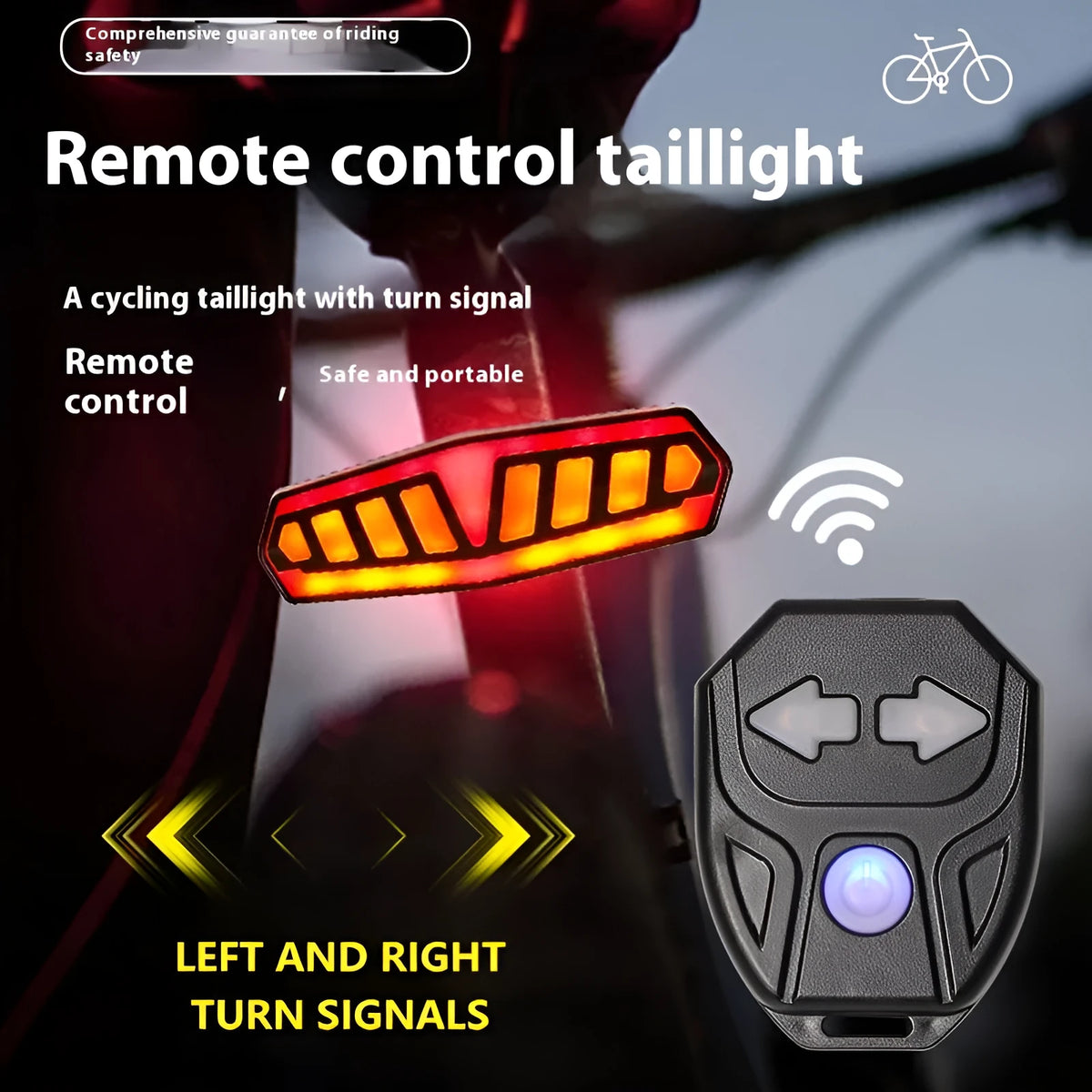 Wireless remote control bicycle steering brake induction lamp taillight with remote.