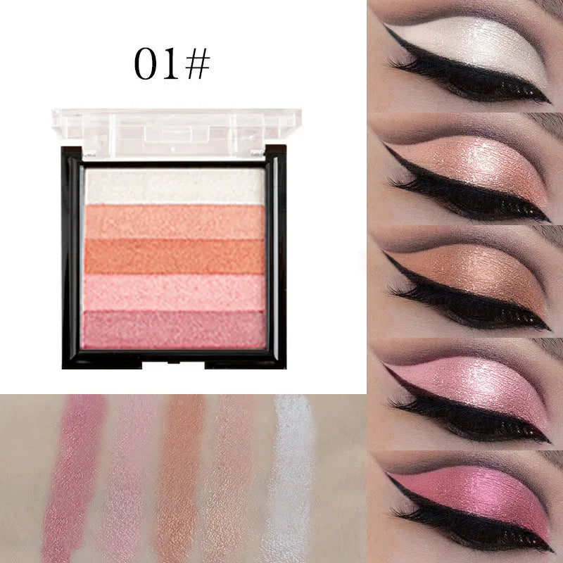 Highlight eye shadow plate for brightening and contouring with six colour options