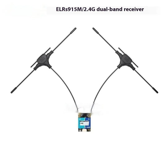 FPV Crossing Machine dual-frequency ELRS receiver with metal housing and dual T-shaped antennas