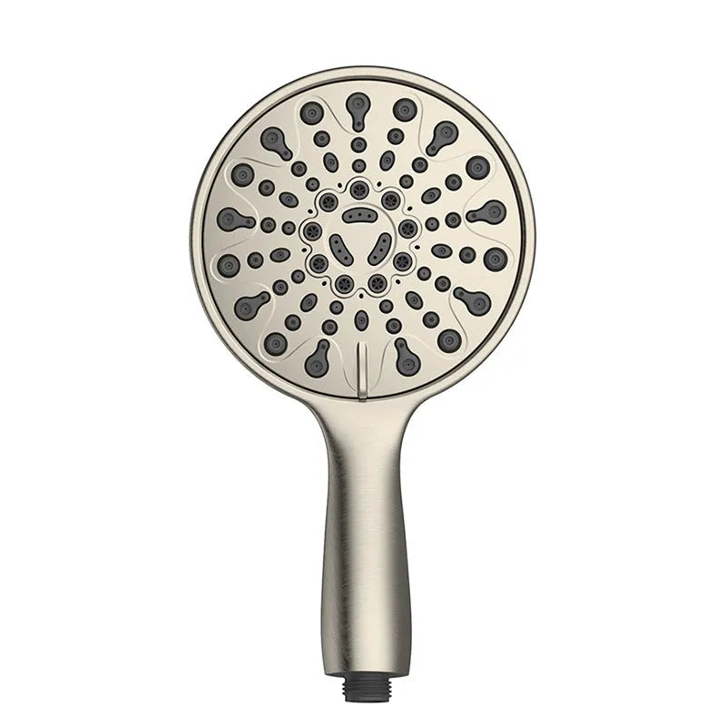 6-inch handheld shower head with electroplated finish and six spray function selector