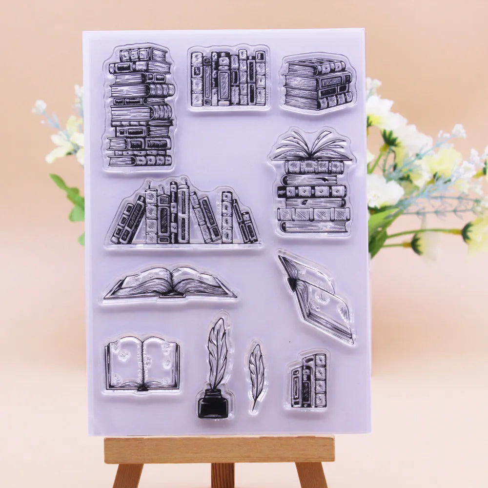 White seal pattern silicone stamp measuring 11 by 16 cm with transparent adhesive backing