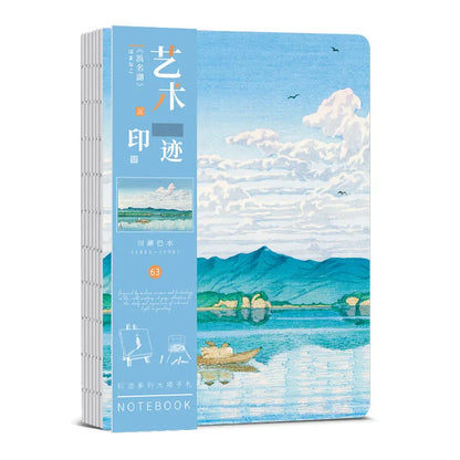 Ukiyo-e retro hand ledger with Kanagawa wave cover, 13.2x18.3 cm, 100g Daolin paper inside