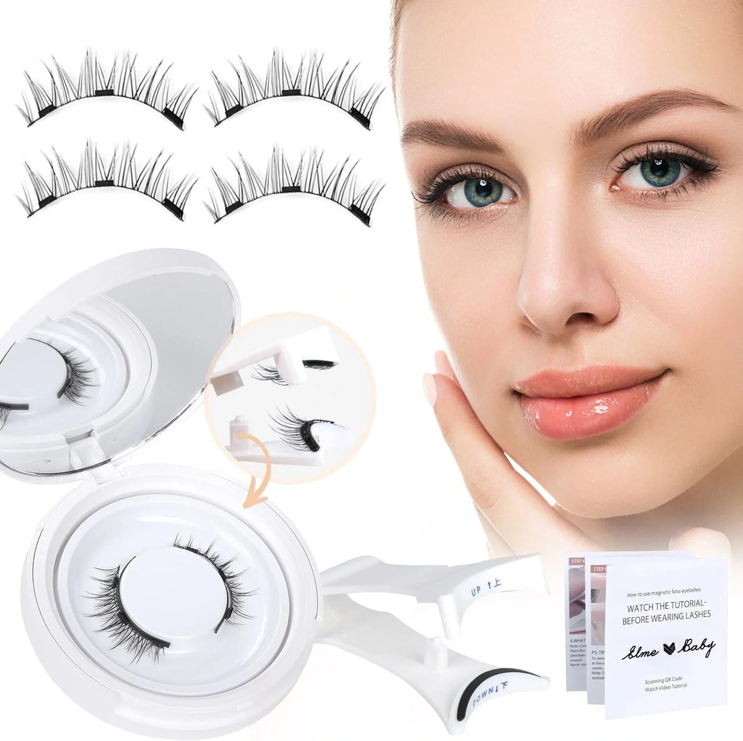 Magnetic suction false eyelashes in mink hair for a natural, easy-to-wear look