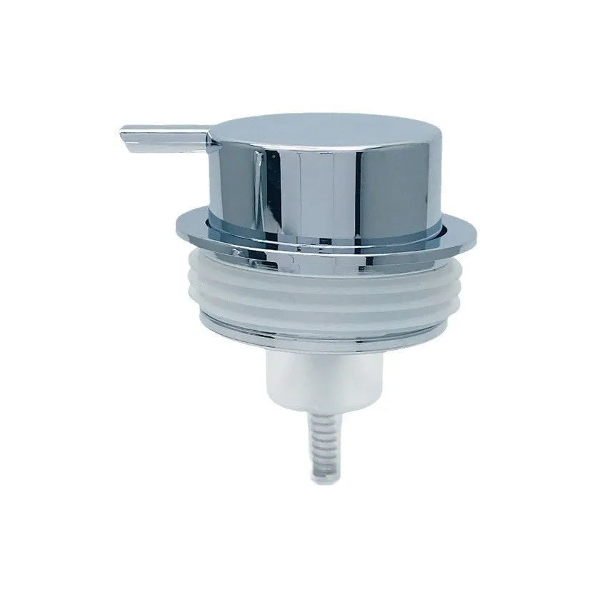 Facial cleanser foam pump with large head in ABS plastic, showing foaming function and finish options