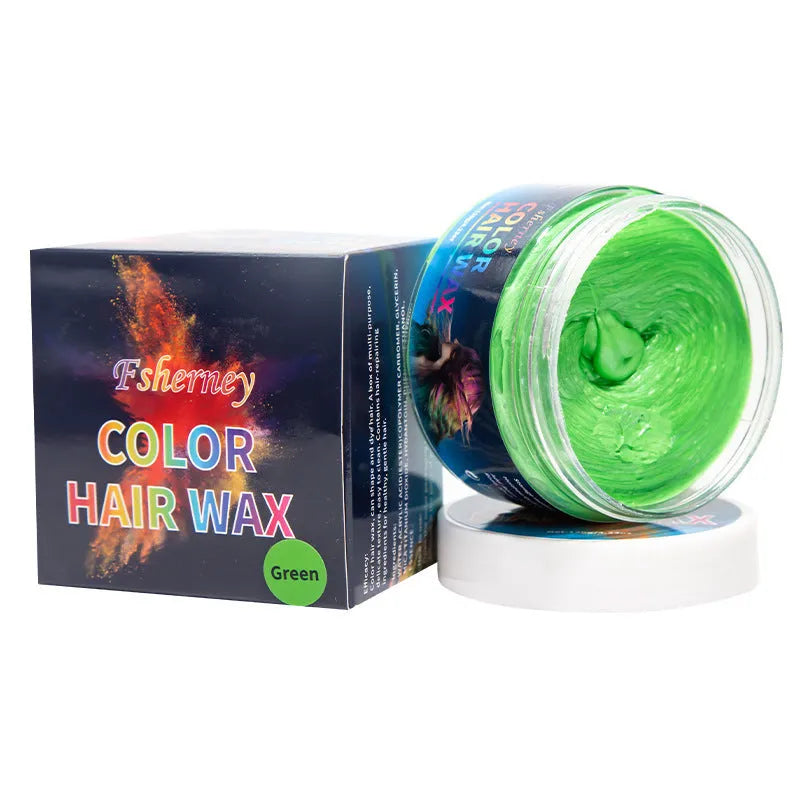 120g hair styling clay pot in one of nine colours: White, Orange, Red, Yellow, Blue, Green, Purple, Rose Red, or Granny Grey