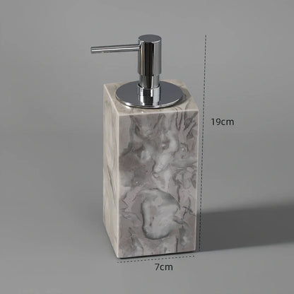 Bawang flower marble bathroom set with tissue box, 30x20cm tray, and lotion bottle in white veined stone