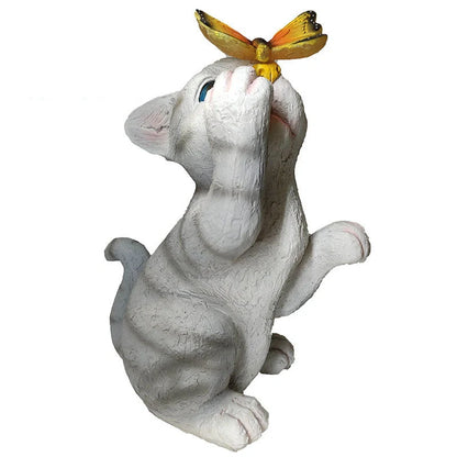 Resin cat solar sculpture ornaments for garden decoration