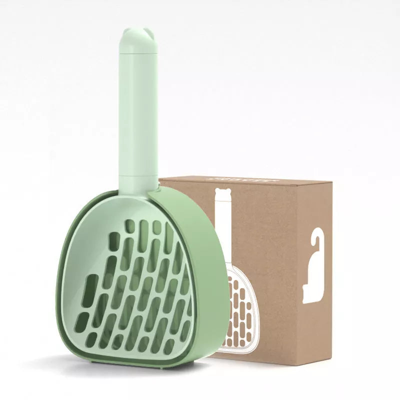 Durable plastic cat litter scoop with base for easy pet litter box cleanup