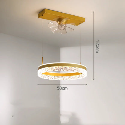 Ceiling fan light with 50cm diameter, integrated LED, and minimalist design in black finish