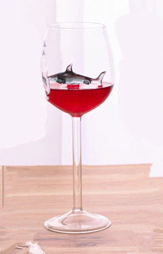 Crystal shark red wine glass with rotating design, lead-free, 300ml capacity