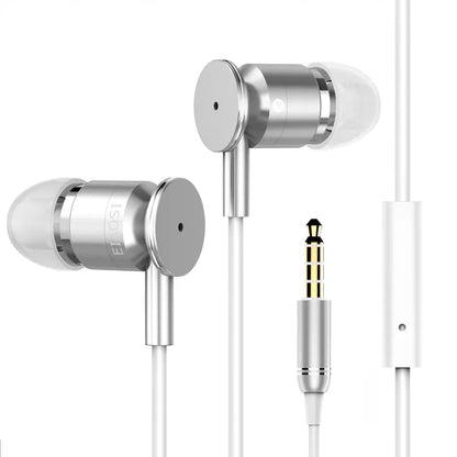 White wired in-ear headset with 3.5mm in-line plug and 1.2m line
