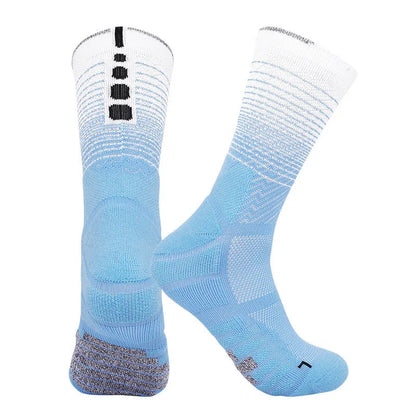 Professional cycling running socks in gradient colours with quick-drying polyester construction