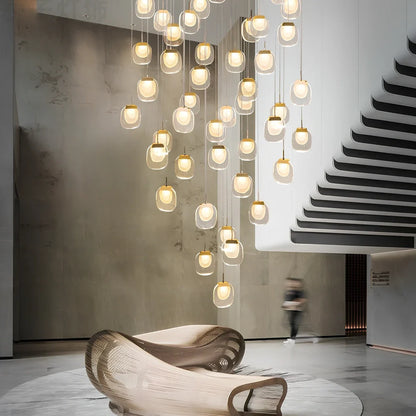 Gold crystal chandelier with 6 LED lights and stainless steel chassis for restaurant lighting