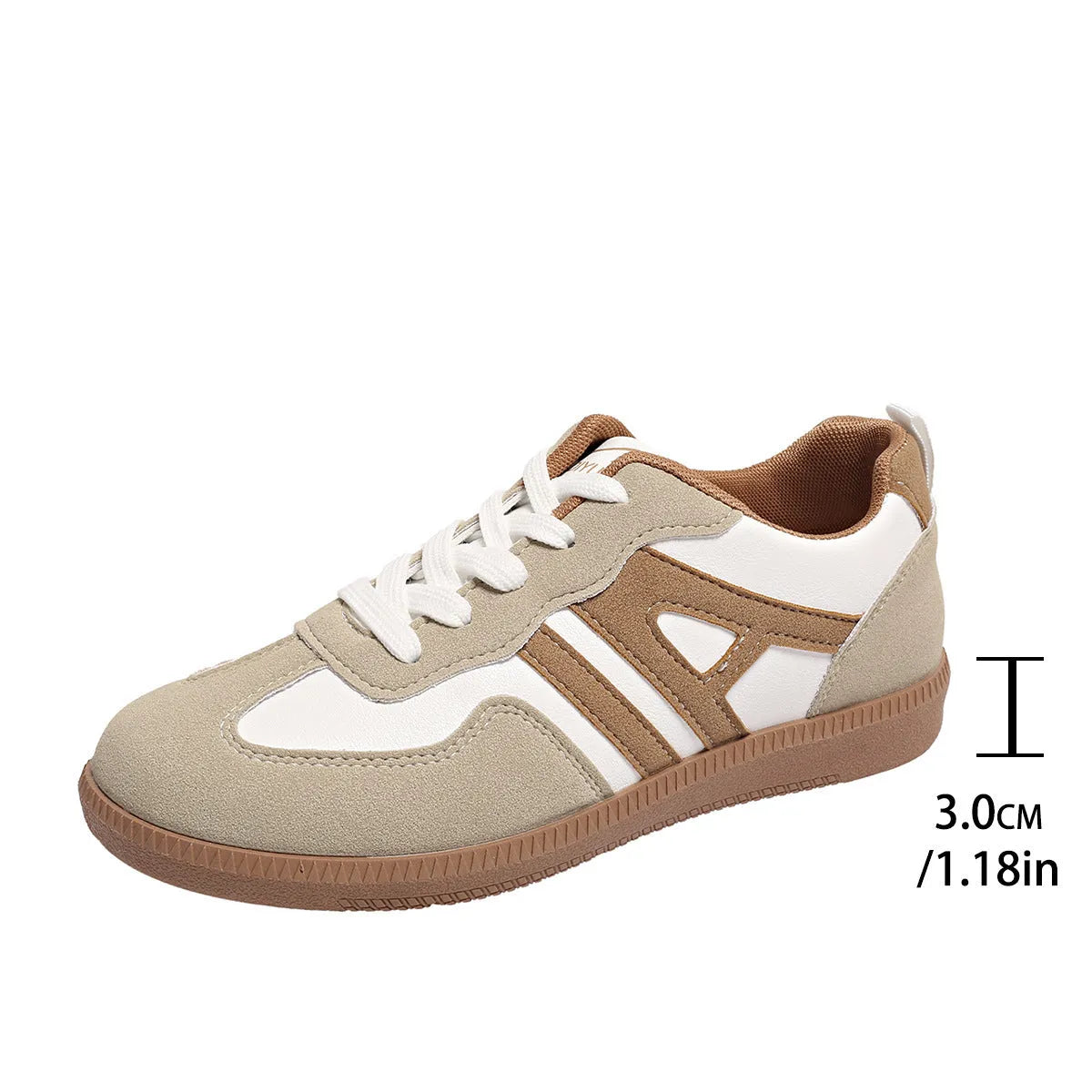 Women's retro lace-up jogging shoes in black, grey, or khaki with a platform sole.