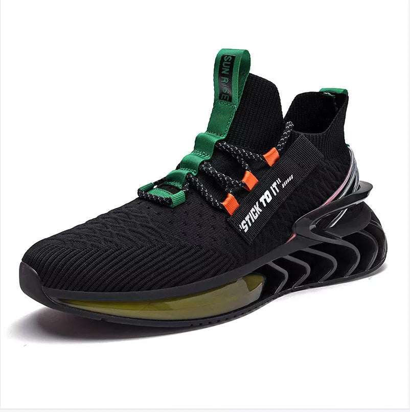 Blade Men's Summer Mesh Sports Shoes in black, orange, and blue