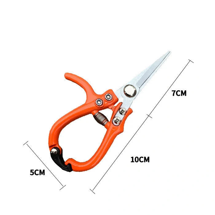 Multifunctional garden scissors with safety buckle and stainless steel spring for pruning