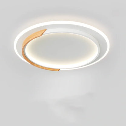 Round wooden ceiling LED light with stepless dimming control for bedroom installation