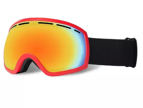 Large spherical ski goggles with anti-fog technology for clear vision in any condition