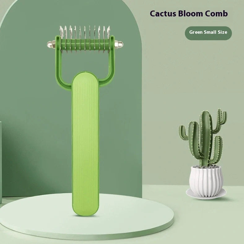 Fashion Creative pet hair unknotting comb with stainless steel teeth in green and grey colours, small and large sizes