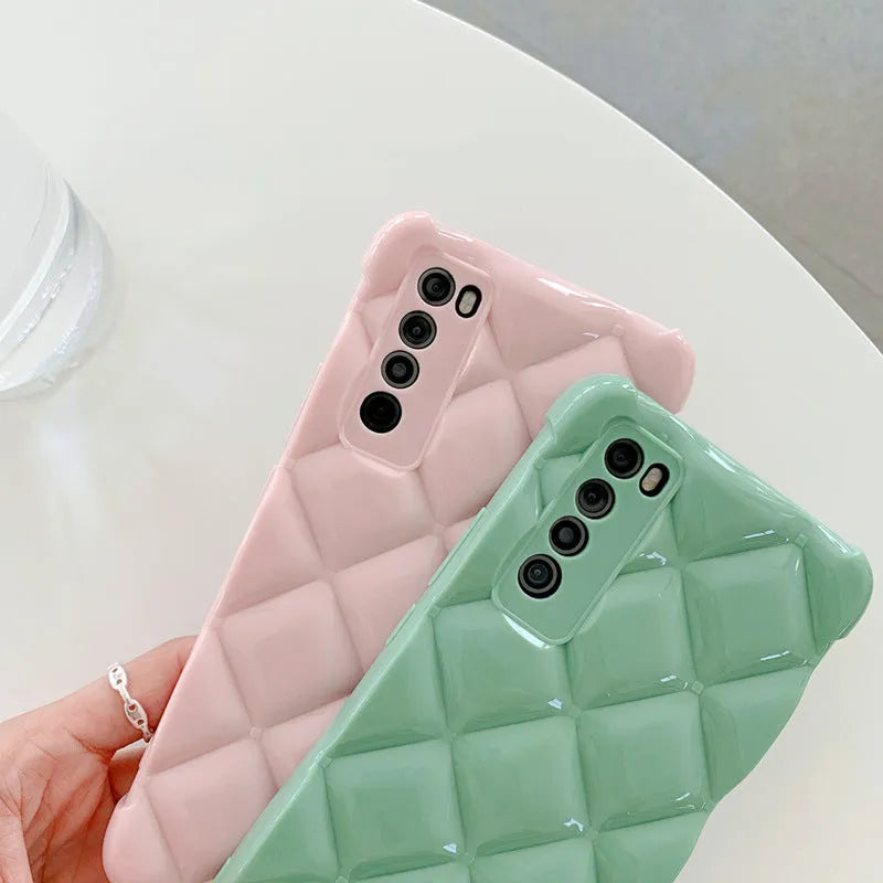 Silicone diamond phone case for Huawei models in black, green, pink and white
