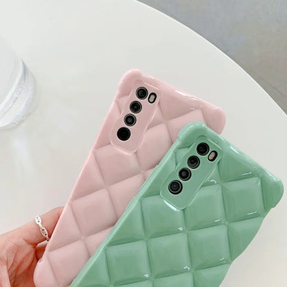 Silicone diamond phone case for Huawei models in black, green, pink and white