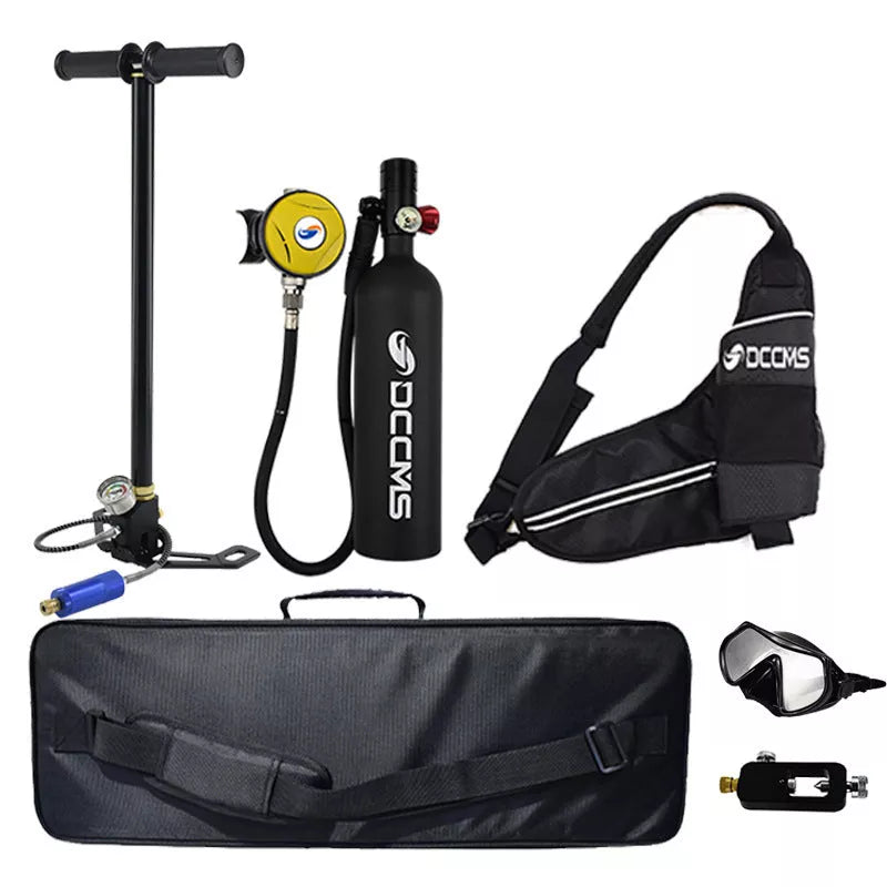 DCCMS Portable Diving Oxygen Tank in yellow and black, 260X90mm, 200 bar capacity