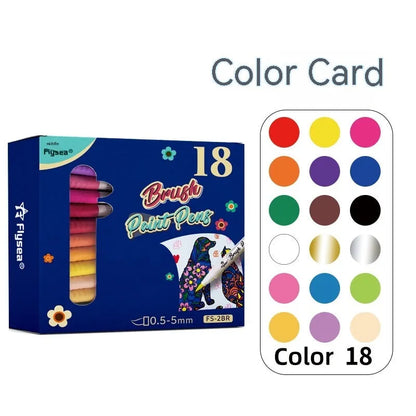 Set of soft-head gouache pens in various colours for hand accounting and card art.