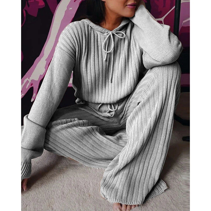 Comfortable Hooded Two-Piece Loungewear Set in various colors and sizes