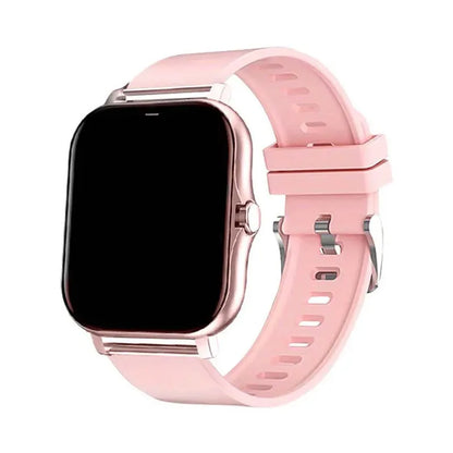 Smart watch with 144-inch touchscreen displaying health metrics, silicone strap, waterproof design for daily activity tracking