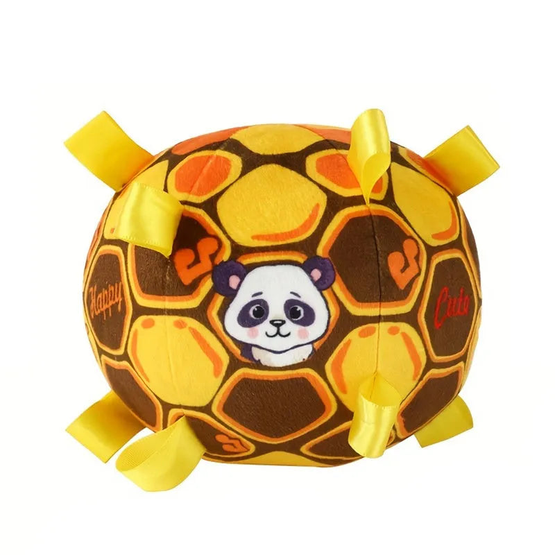 15cm interactive ball dog toy for aggressive chewers with plush handle and bell