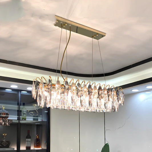 Crystal multi-head LED chandelier with iron framework in six size options from 500mm to 1000mm diameter