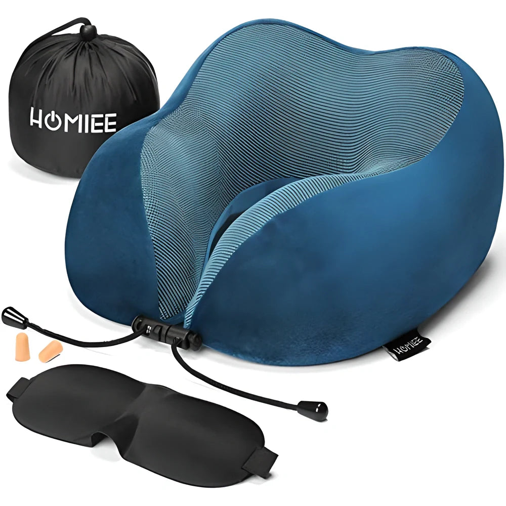 Ergonomic memory foam travel neck pillow with breathable velvet cover and magnetic therapy cloth for ultimate comfort and support during long journeys