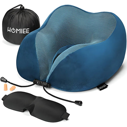 Ergonomic memory foam travel neck pillow with breathable velvet cover and magnetic therapy cloth for ultimate comfort and support during long journeys
