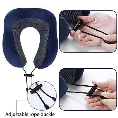 Ergonomic memory foam travel neck pillow with breathable velvet cover and magnetic therapy cloth for ultimate comfort and support during long journeys