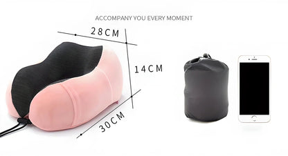 Ergonomic memory foam travel neck pillow with breathable velvet cover and magnetic therapy cloth for ultimate comfort and support during long journeys