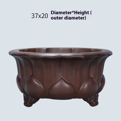 Square purple sand succulent pot with antique finish measuring 37x37x20cm showing breathable ceramic construction